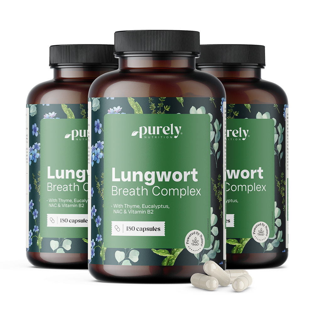 3x Lungwort Breath Complex – plicník s tymiánem a eukalyptem, dohromady 540 kapslí